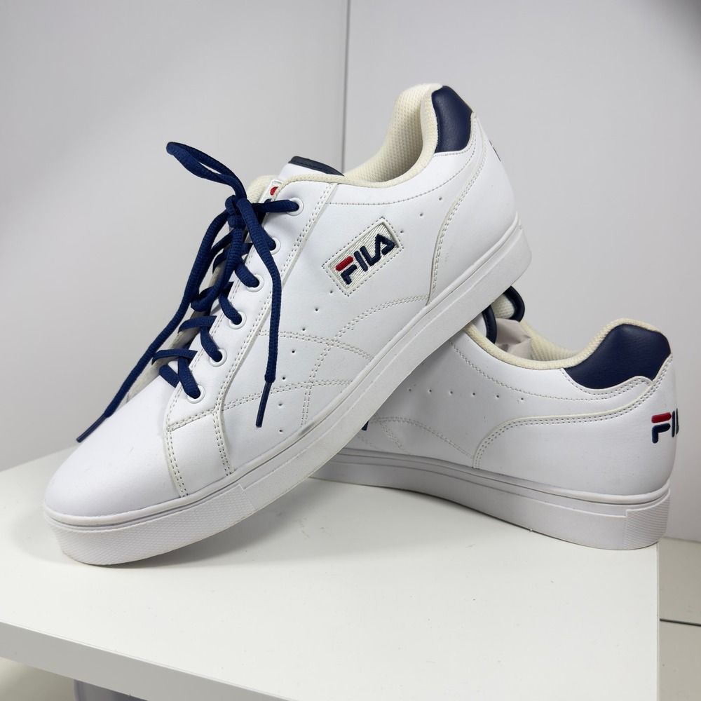 FILA 1CM00873-125 Sneakers Mens 11 White Navy Blue Low Top Synthetic Leather